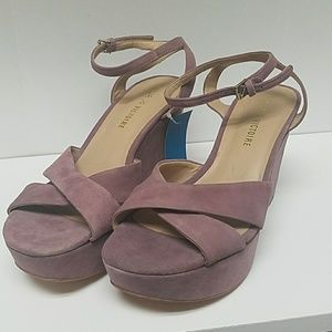 Pink suede wedge